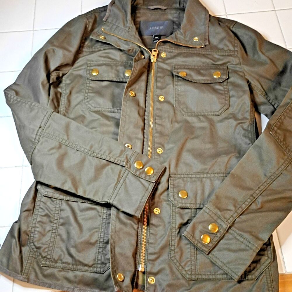 J Crew womens XXS Downtown Field jacket 19034 mossy green waxed 100% cotton